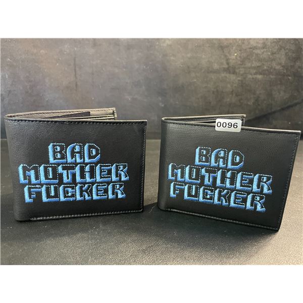 Lot of 2 Pulp Fiction "Bad Mother Fucker" Men's Leather Bifold Wallets - Black/Blue - New!