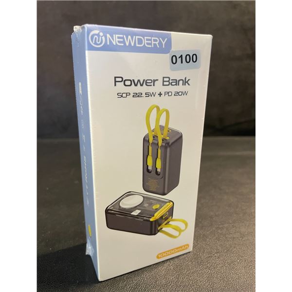 10,000mAh Portable Power Bank/Charger with Built-In Charge Cords & Apple Watch Charger - New Sealed!