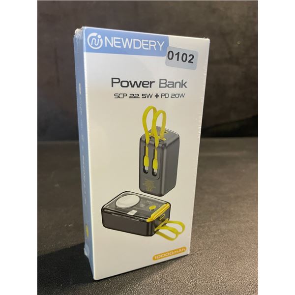 10,000mAh Portable Power Bank/Charger with Built-In Charge Cords & Apple Watch Charger - New Sealed!