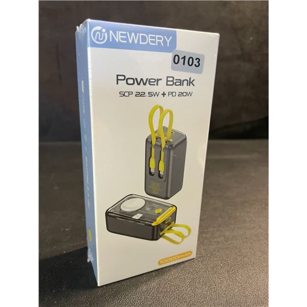 10,000mAh Portable Power Bank/Charger with Built-In Charge Cords & Apple Watch Charger - New Sealed!