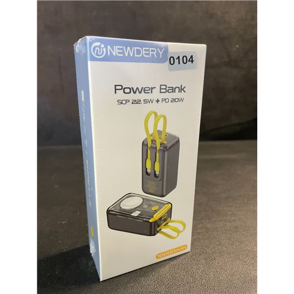 10,000mAh Portable Power Bank/Charger with Built-In Charge Cords & Apple Watch Charger - New Sealed!