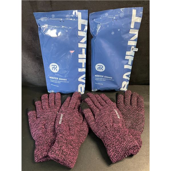 2 Pairs of Rahhint Touchscreen Capacitive Adult Winter Gloves - Pink/Black Warm Gloves (Size XL) New