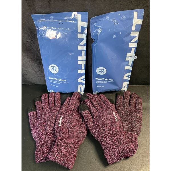 2 Pairs of Rahhint Touchscreen Capacitive Adult Winter Gloves - Pink/Black Warm Gloves (Size XL) New