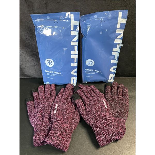 2 Pairs of Rahhint Touchscreen Capacitive Adult Winter Gloves - Pink/Black Warm Gloves (Size XL) New