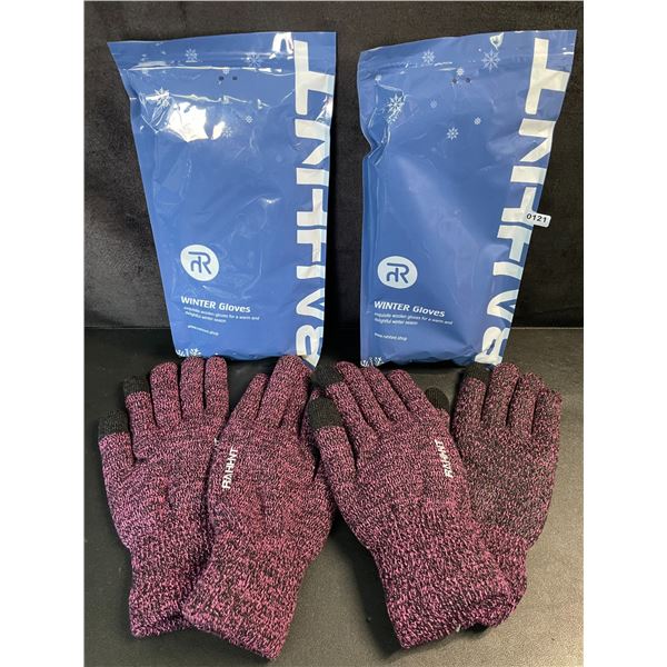 2 Pairs of Rahhint Touchscreen Capacitive Adult Winter Gloves - Pink/Black Warm Gloves (Size XL) New