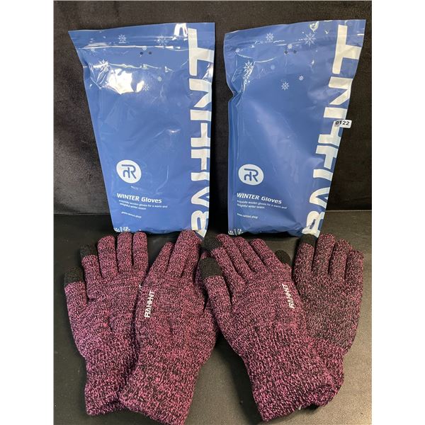 2 Pairs of Rahhint Touchscreen Capacitive Adult Winter Gloves - Pink/Black Warm Gloves (Size XL) New