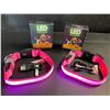 Image 1 : 2 Masbrill LED Light-Up Dog Collars - Rechargeable/Rainproof Super-Bright Design (Size S - Pink) New