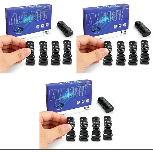 Lot of 3 Magnetic Chess Game Sets - Puzzle/Strategy Games with Magnetic Stones/Strings - New