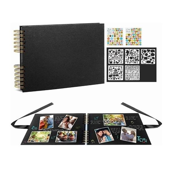 Lot of 2 Scrapbook Sets - 80-Page DIY Scrapbooks/Photo Albums with Stencils and Stickers - New!