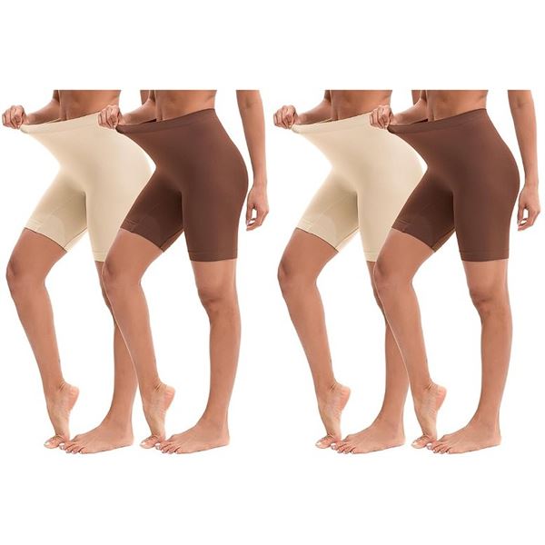 4 Pairs of Innersy Women's Slip Shorts/Anti-Chafing High-Waisted Shorts for Under Dresses (XL) New