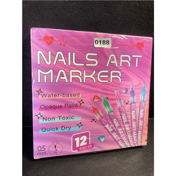 12-Pack of Nail Art Markers - Multicolor (0.5mm) Opaque Paint/Quick-Dry - for DIY Nail Art - New!