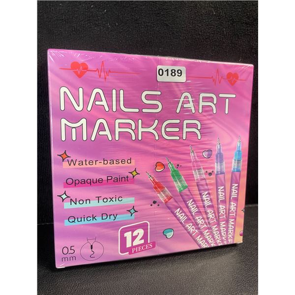 12-Pack of Nail Art Markers - Multicolor (0.5mm) Opaque Paint/Quick-Dry - for DIY Nail Art - New!