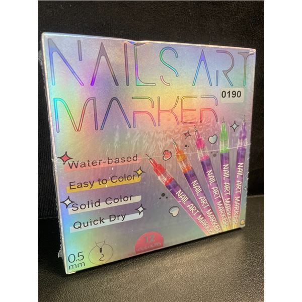 12-Pack of Nail Art Markers - Multicolor (0.5mm) Opaque Paint/Quick-Dry - for DIY Nail Art - New!
