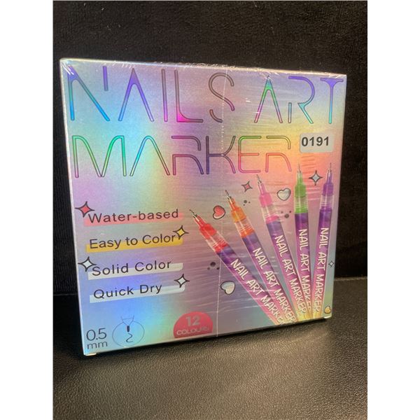 12-Pack of Nail Art Markers - Multicolor (0.5mm) Opaque Paint/Quick-Dry - for DIY Nail Art - New!