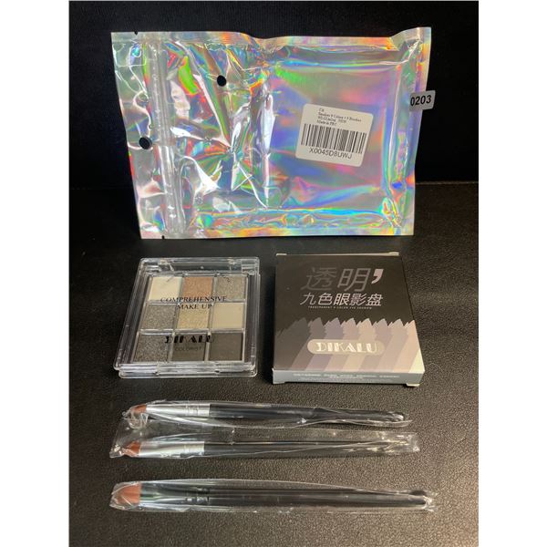 Smokey 9-Color Eyeshadow Palette + 3 Brushes - New