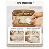 Image 4 : EACHY Large Travel Makeup/Cosmetic Bag (Brown) Open Flat/Spacious Design - Brand New