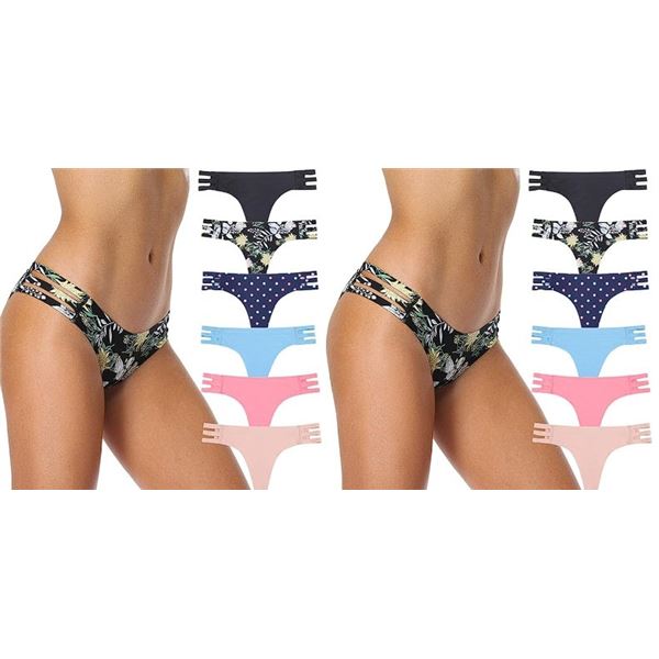 12 Pairs of Women's Seamless Thong Underwear/Sexy Soft String Hipster Panties (Size M) - New