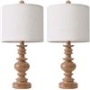 Image 1 : 2-Pack Rustic/Farmhouse Style Bedside Table Lamps with Linen Shades - 20" - Brand New!
