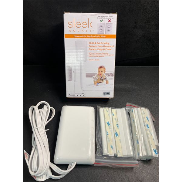 Sleek Socket Original Ultra-Thin Outlet Concealer w/ 8FT Cord & 3 Outlets; Hides Messy Cords! New