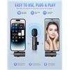 Image 2 : 3-in-1 Wireless Lavalier Microphone Kit for Iphone/Android/Audio Devices - Noise Canceling Lapel Mic