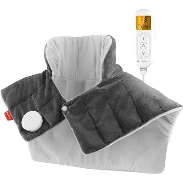 ComfyTemp Weighted Electric Heating Pad for Neck & Shoulder (Grey) 9 Heating Levels, Timer - New