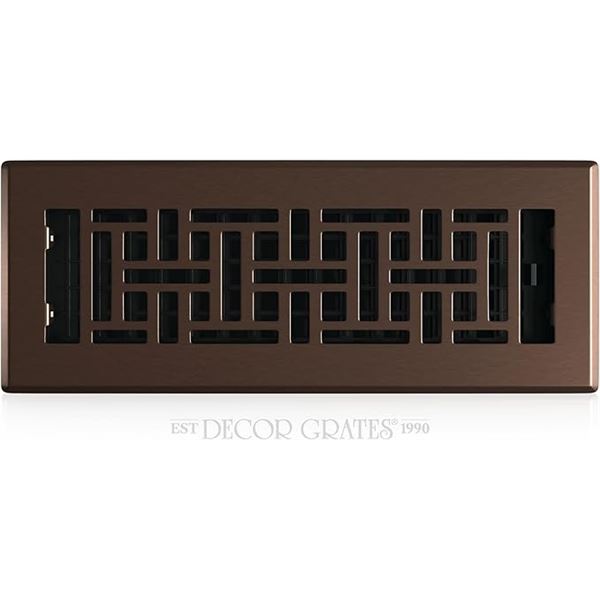 Decor Grates 3" x 10" Oriental Floor Register - Steel Plated - Rubbed Bronze - New