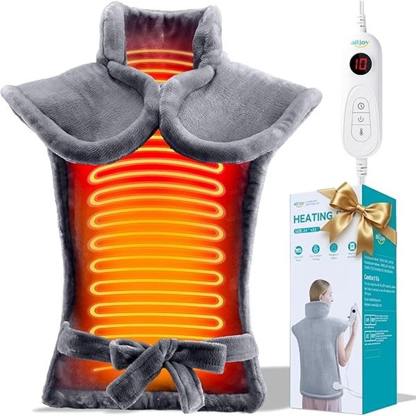 AllJoy Wearable Heating Pad (24" x 33") For Back/Neck/Shoulder Pain; 10 Heating Levels - New!