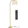 Image 1 : Karjoefar LED Modern 64" Tall Arch Floor Lamp (Gold) with Linen Shade; Bulb Included - Brand New!