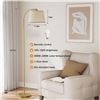 Image 3 : Karjoefar LED Modern 64" Tall Arch Floor Lamp (Gold) with Linen Shade; Bulb Included - Brand New!