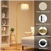Image 6 : Karjoefar LED Modern 64" Tall Arch Floor Lamp (Gold) with Linen Shade; Bulb Included - Brand New!