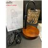 Image 10 : Electric Candle Warmer Lamp w/ Glass Shade & Walnut Wood Base, 2x Bulbs Included, Adjustable Height