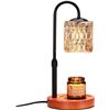 Image 1 : Electric Candle Warmer Lamp w/ Glass Shade & Walnut Wood Base, 2x Bulbs Included, Adjustable Height