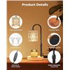 Image 6 : Electric Candle Warmer Lamp w/ Glass Shade & Walnut Wood Base, 2x Bulbs Included, Adjustable Height