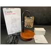 Image 8 : Electric Candle Warmer Lamp w/ Glass Shade & Walnut Wood Base, 2x Bulbs Included, Adjustable Height