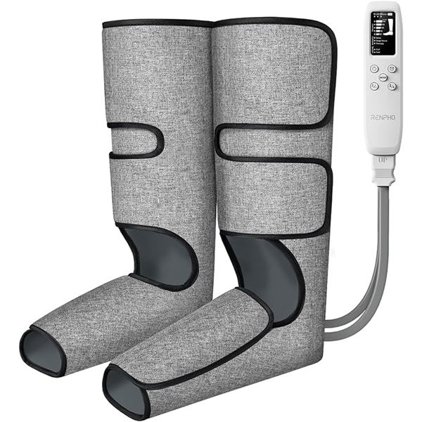 RENPHO Air Compression Leg Massagers (2pcs) with Smart Pressure Sensor, Cordless & Plug-In - NEW