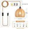 Image 2 : 2-Pack Rustic Farmhouse Rattan Hanging Pendant Lights (Plug-In Design) w/ Natural Rope Detail - New!
