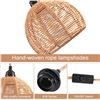 Image 4 : 2-Pack Rustic Farmhouse Rattan Hanging Pendant Lights (Plug-In Design) w/ Natural Rope Detail - New!