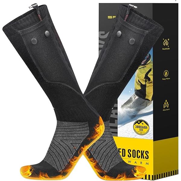 Bemkia Electric Heated Socks for Adults with Rechargeable 3000mAh Battery Packs; Thermal Socks - New