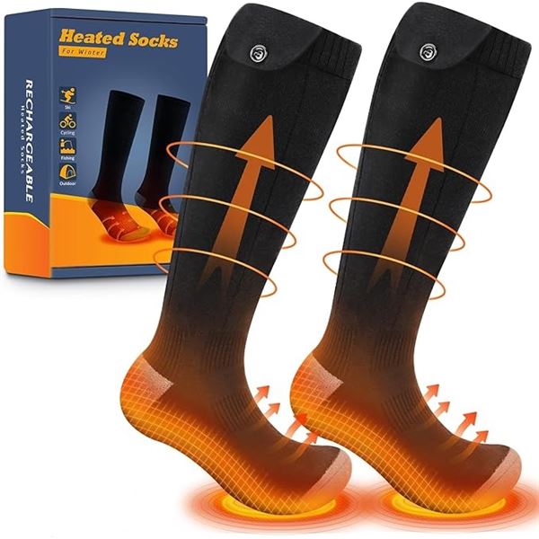 Electric Heated Socks for Men/Women with 5000mAh Rechargeable Battery; Full Sole Heating - NEW