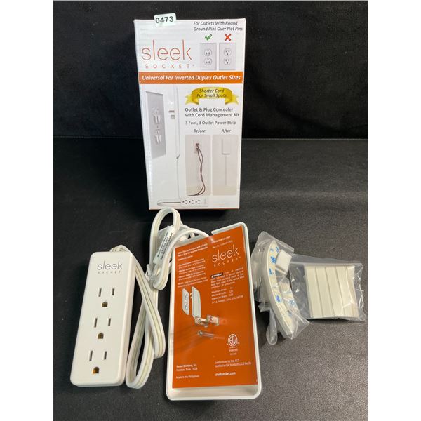 Sleek Socket Original Ultra-Thin Outlet Concealer w/ 3FT Cord & 3 Outlets; Hides Messy Cords! New