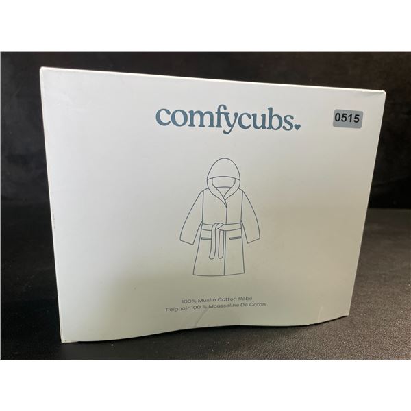 ComfyCubs 100% Muslin Cotton Baby Bath Robe (Grey) Fits 6-12m - New