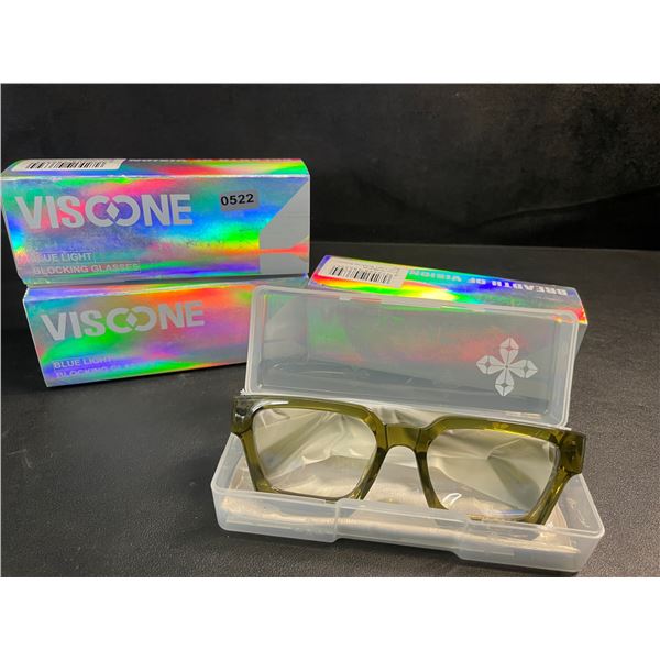 3 Pairs of Visoone Blue Light Blocking Glasses - Rectangle/Chic Look (Olive Green) - New