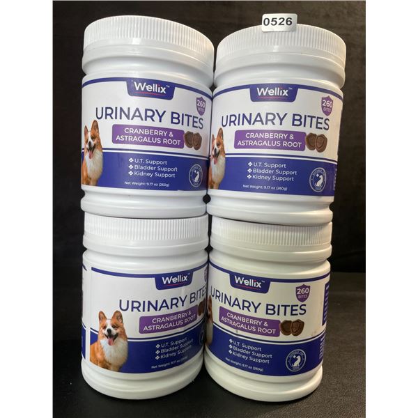 4 Tubs of Wellix Urinary Bites for Dogs (260g) U.T/Bladder/Kidney Support Supplements - New