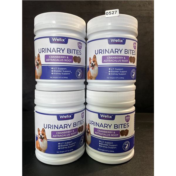 4 Tubs of Wellix Urinary Bites for Dogs (260g) U.T/Bladder/Kidney Support Supplements - New