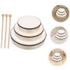 Image 7 : 6-Pack Hand Drum Set (6", 8", & 10" Sizes) Wooden Frame Drums with Drum Sticks - New!