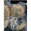 Image 7 : 2-Pack Rustic Farmhouse Rattan Hanging Pendant Lights (Plug-In Design) w/ Natural Rope Detail - New!
