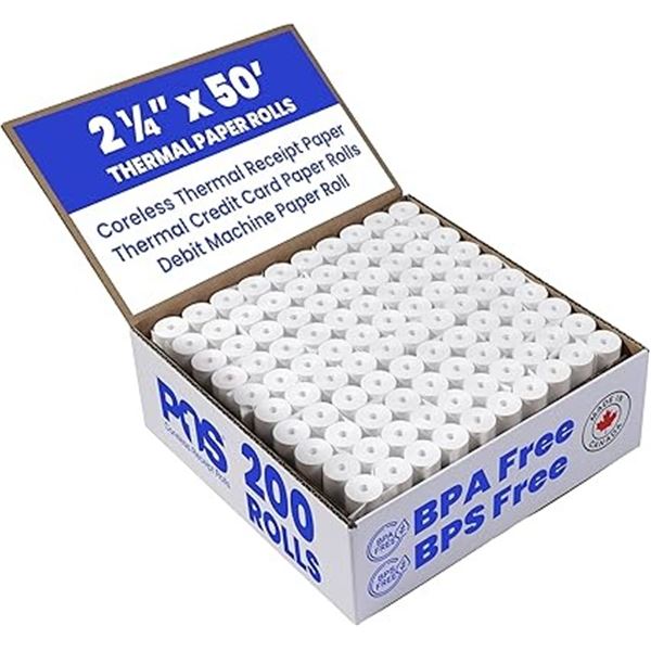 Box of 200-Rolls Thermal Paper Rolls (2 1/4" x 50FT Per Roll) Receipt Paper Rolls - New!