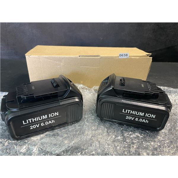 2-Pack 20V 6.0Ah Dewalt Power Tool Batteries (Model: DCB201) Aftermarket Batteries - Brand New!