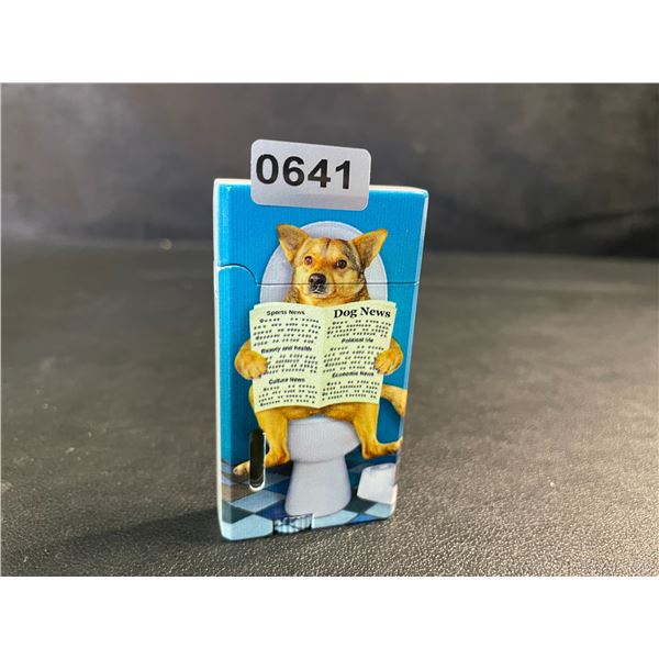Funny Dog Reading Newspaper Metal Butane Lighter - Adjustable Butane Torch Lighter - New!