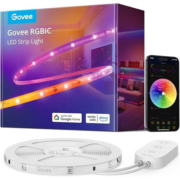 Govee RGBIC LED Strip Light Kit (164.4FT) Smart/App Control, Multiple Colors; Model: H619A - New